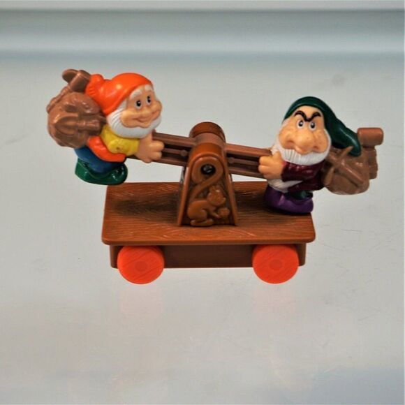 1992 McDonald's Disney Snow White & The Seven Dwarfs Grumpy & Happy Vintage Toy - Picture 3 of 5